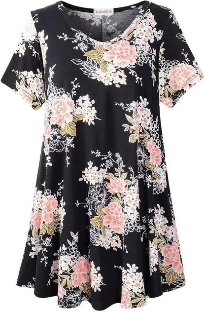 V Neck Tunic plus Casual Tops