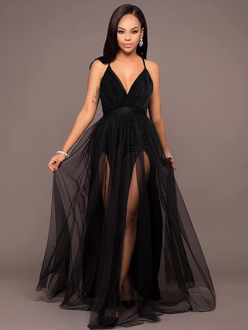 Sexy Deep V Neck Split Party Dress