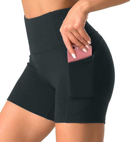 High Waist Workout Shorts with 2 Side Pockets