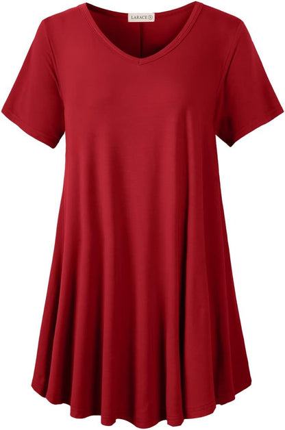 V Neck Tunic plus Casual Tops