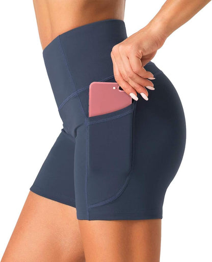 High Waist Workout Shorts with 2 Side Pockets