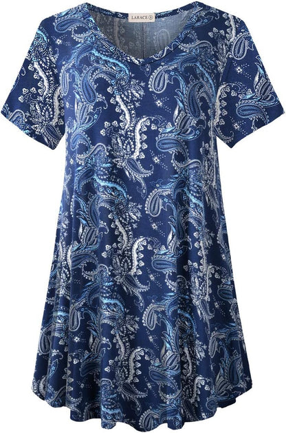 V Neck Tunic plus Casual Tops