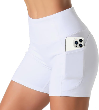 High Waist Workout Shorts with 2 Side Pockets