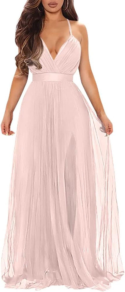 Sexy Deep V Neck Split Party Dress