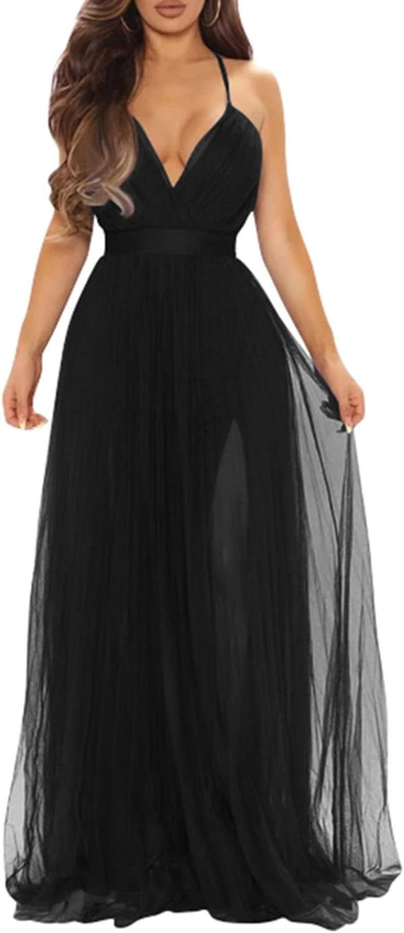 Sexy Deep V Neck Split Party Dress