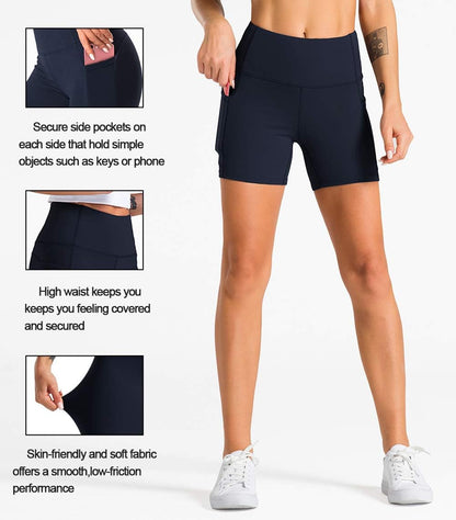 High Waist Workout Shorts with 2 Side Pockets