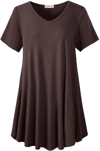 V Neck Tunic plus Casual Tops