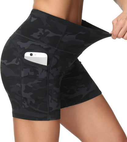 High Waist Workout Shorts with 2 Side Pockets