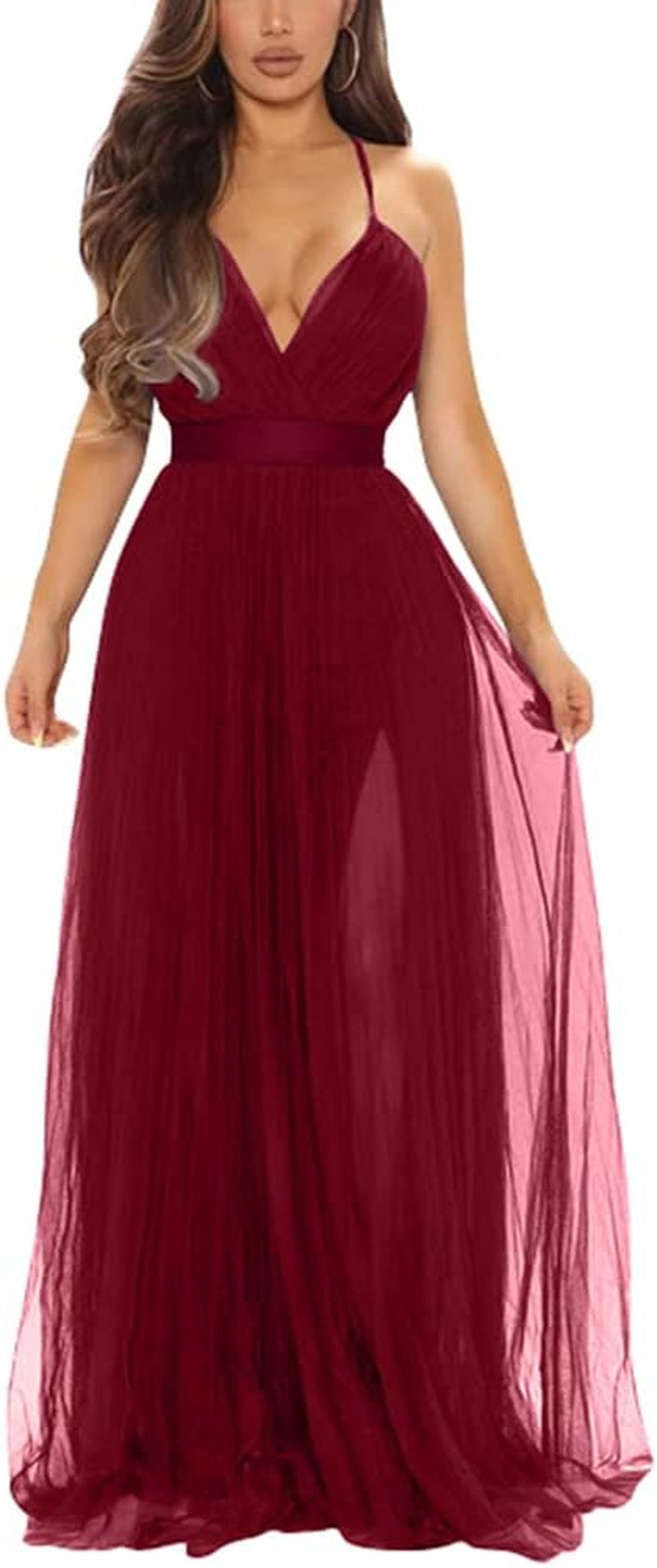 Sexy Deep V Neck Split Party Dress