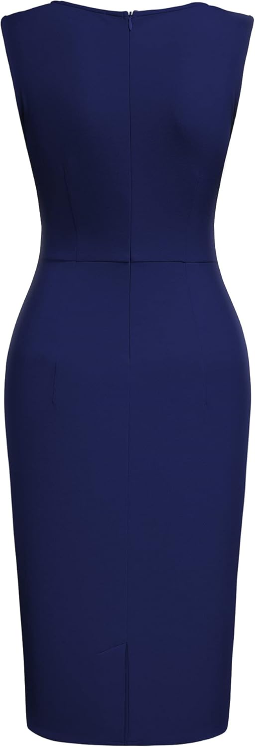 Retro Ruffle Sleeveless Cocktail Party Pencil Dress