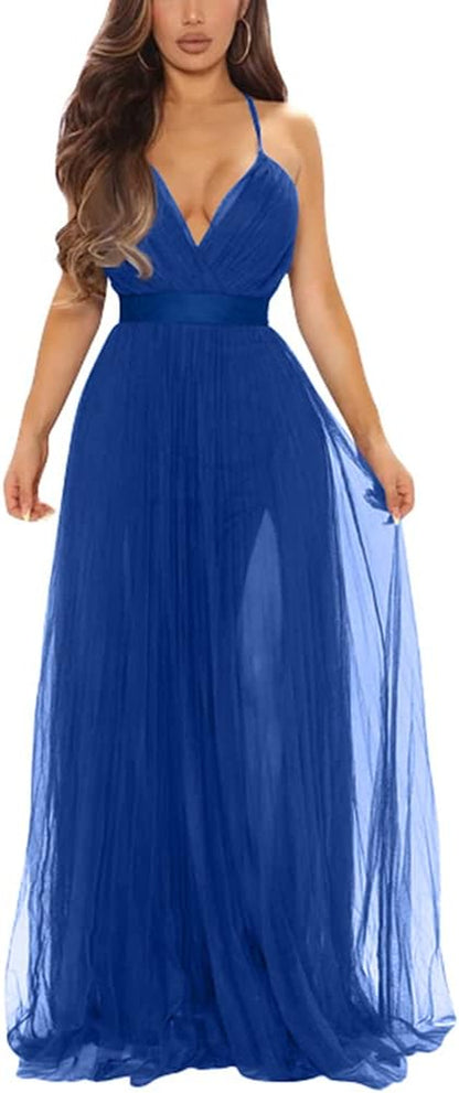 Sexy Deep V Neck Split Party Dress