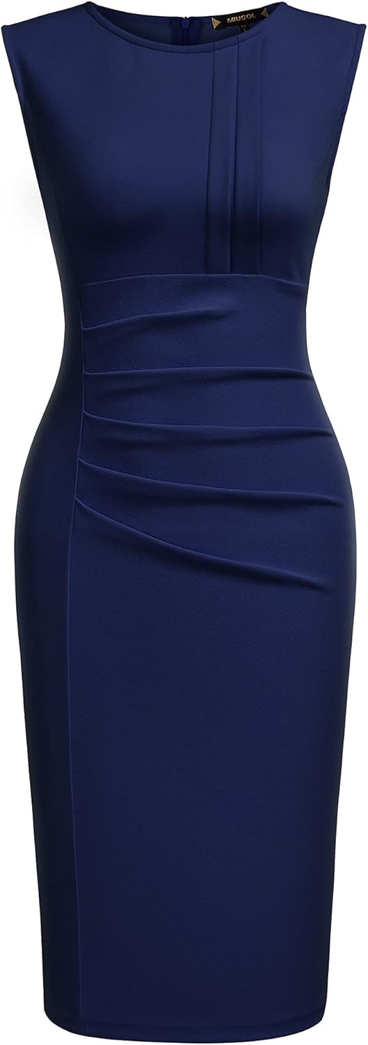 Retro Ruffle Sleeveless Cocktail Party Pencil Dress