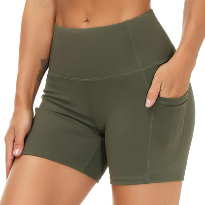 High Waist Workout Shorts with 2 Side Pockets