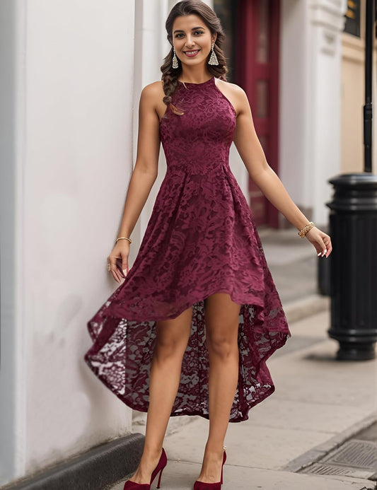 Women Halter Lace Wedding Guest Dress