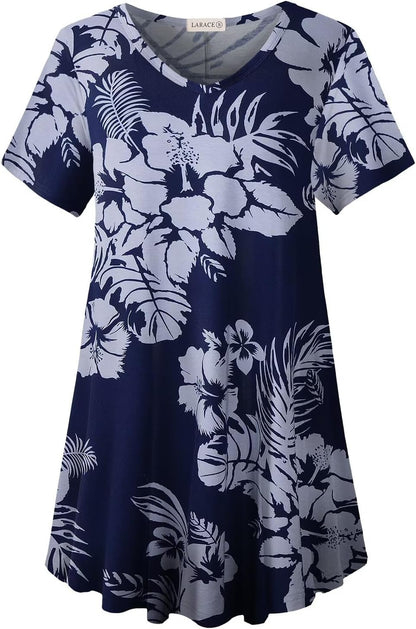 V Neck Tunic plus Casual Tops