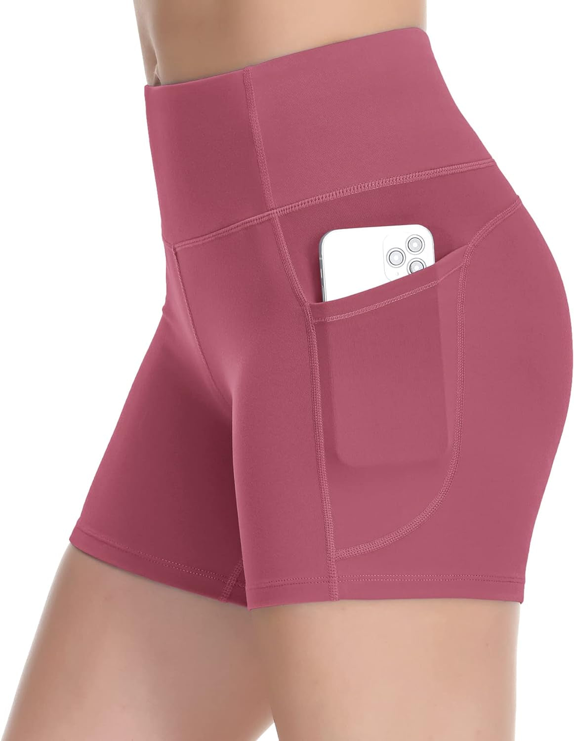High Waist Workout Shorts with 2 Side Pockets