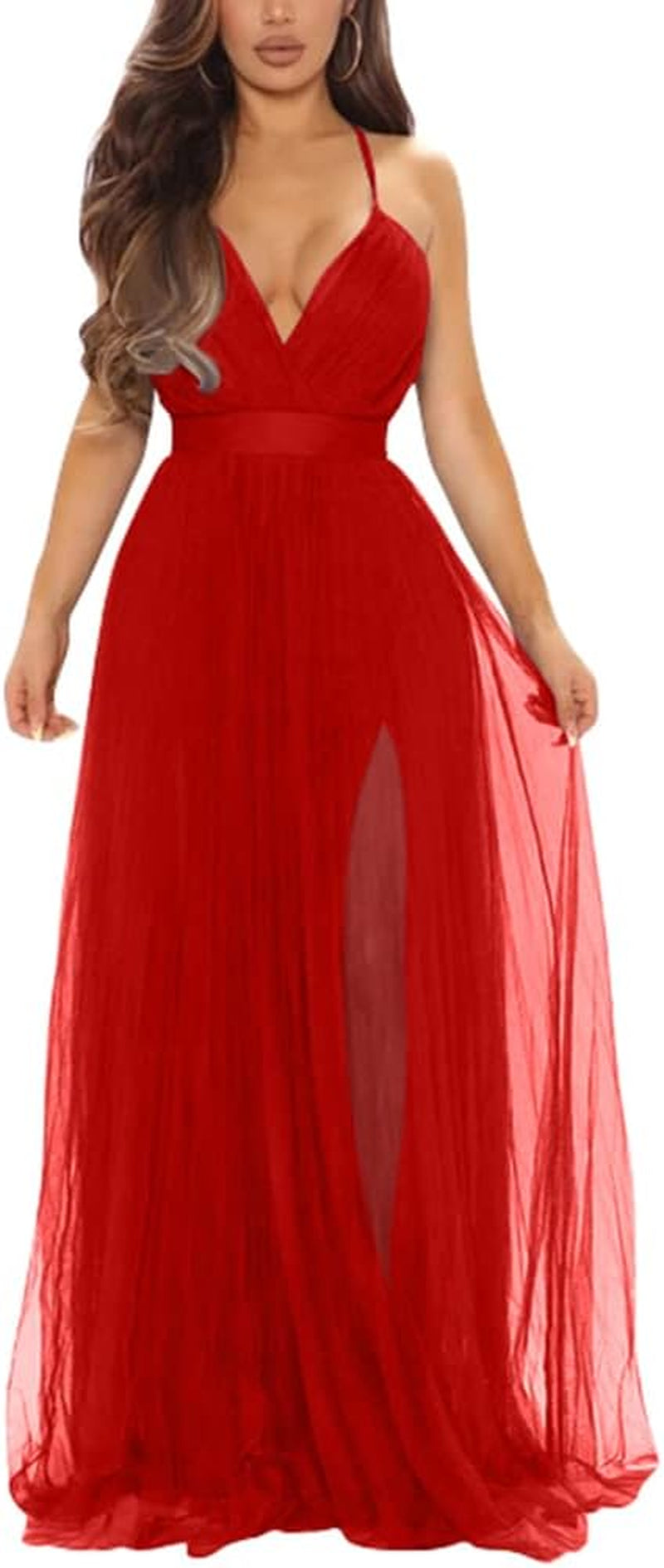 Sexy Deep V Neck Split Party Dress