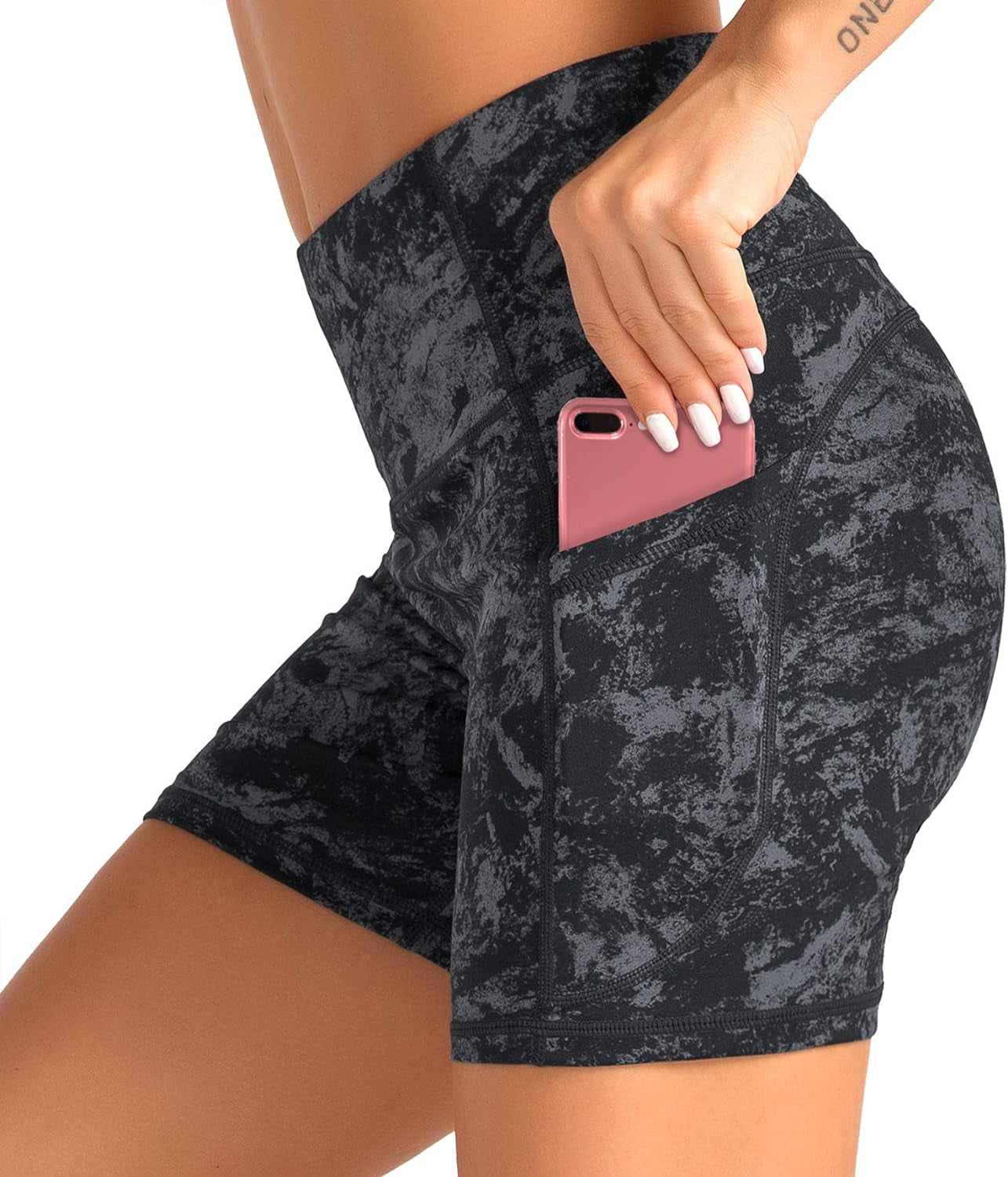 High Waist Workout Shorts with 2 Side Pockets