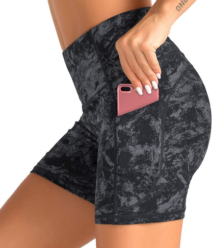 High Waist Workout Shorts with 2 Side Pockets
