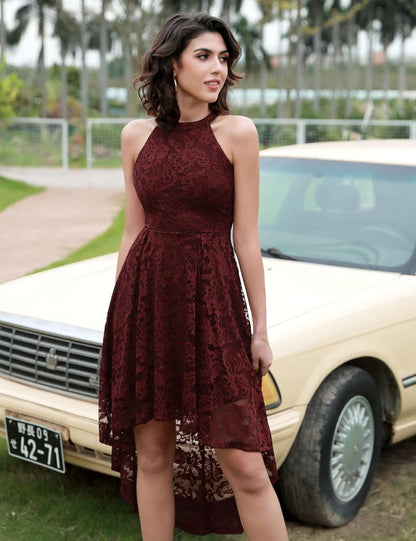 Women Halter Lace Wedding Guest Dress