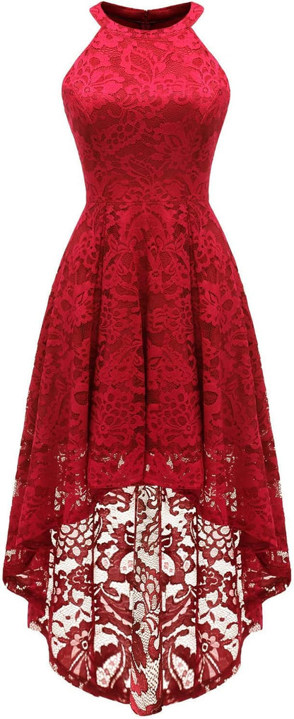 Women Halter Lace Wedding Guest Dress