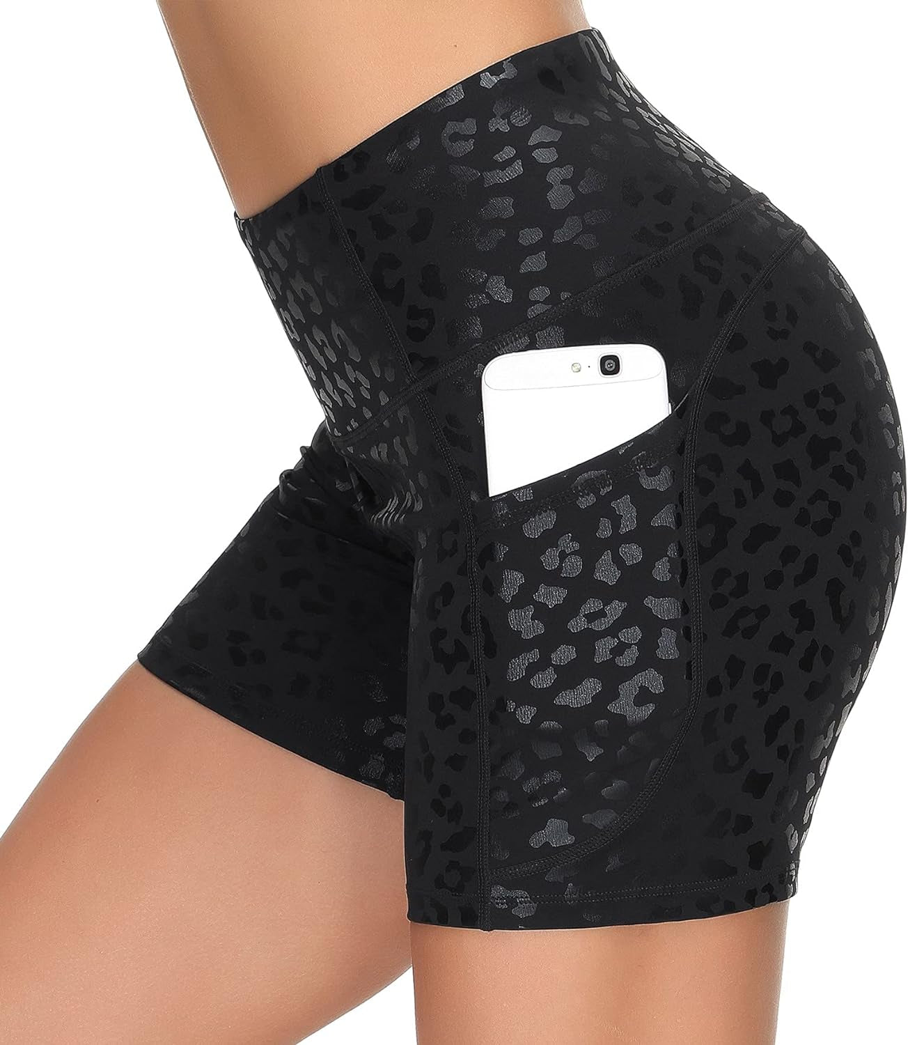 High Waist Workout Shorts with 2 Side Pockets