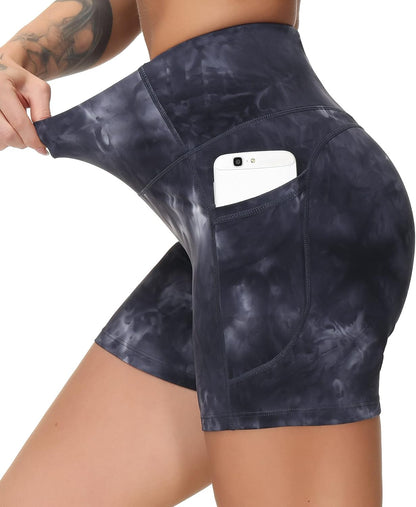High Waist Workout Shorts with 2 Side Pockets