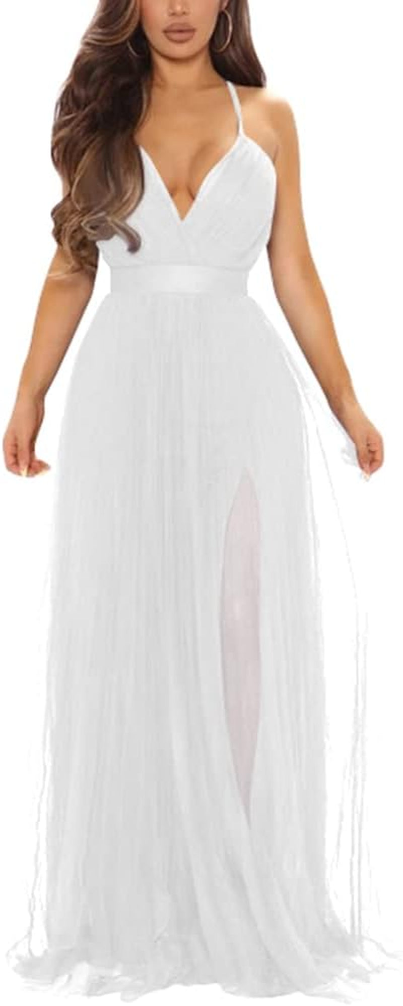 Sexy Deep V Neck Split Party Dress