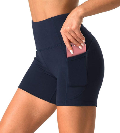 High Waist Workout Shorts with 2 Side Pockets