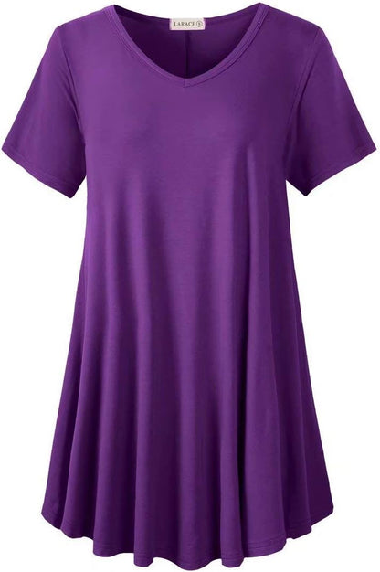 V Neck Tunic plus Casual Tops