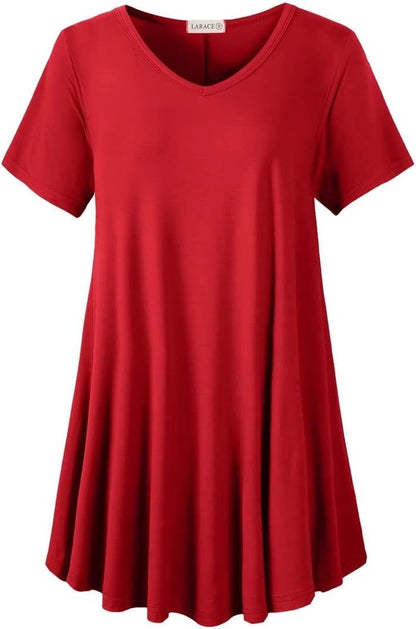 V Neck Tunic plus Casual Tops