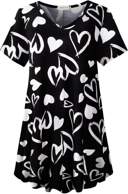 V Neck Tunic plus Casual Tops