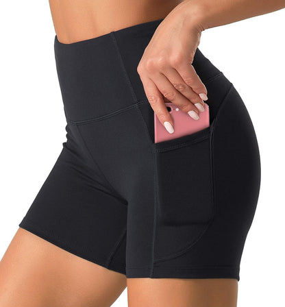 High Waist Workout Shorts with 2 Side Pockets