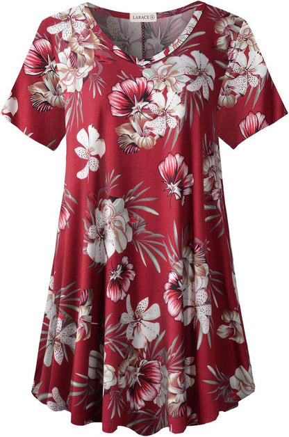 V Neck Tunic plus Casual Tops